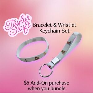 $5 Add-On 🆕Taylor Swift White Bracelet & Wristlet Keychain Set